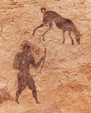 Cacciatore con cane - Graffiti preistorici in caverna